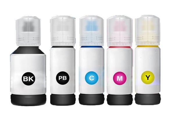 Compatible Epson 105/106 Full set of Ecotank Ink Bottles (Black/Photo Black/Cyan/Magenta/Yellow)